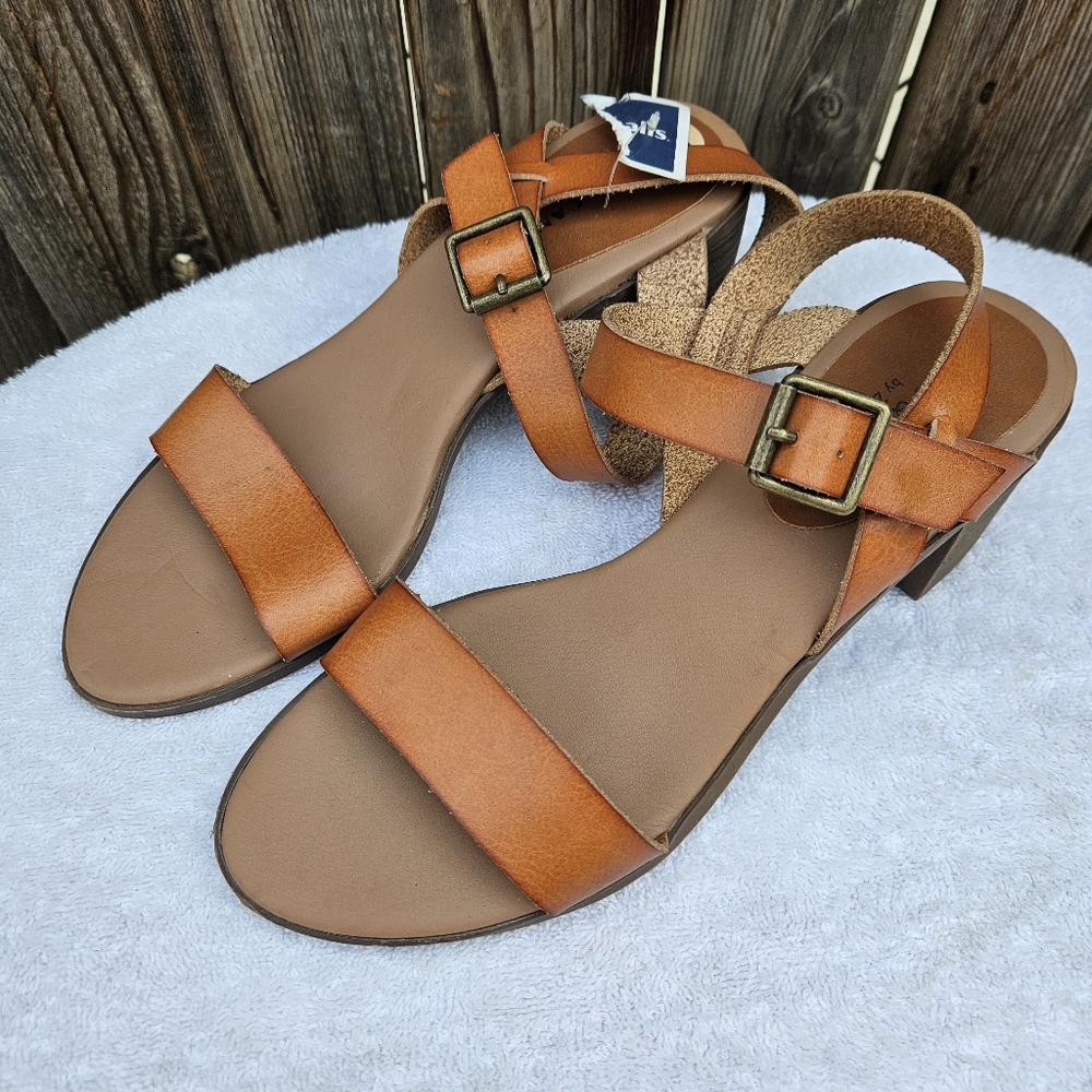 Rock & Candy Elegant Tan Sandals Block Heel Size 7 - Picture 6 of 16